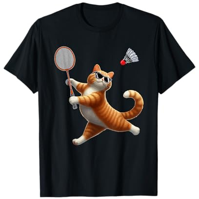 Katze Sonnenbrille spielen Badminton Kostüm Spieler Besitzer Liebhaber T-Shirt