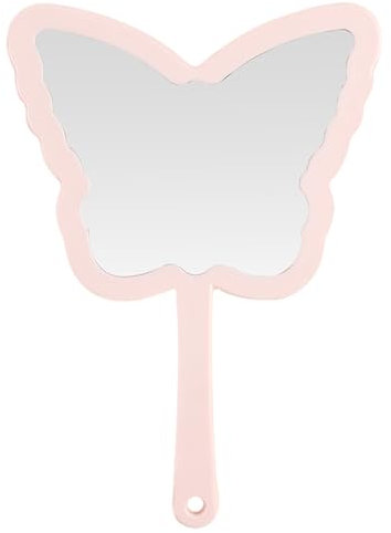 Cosiesnest Handspiegel Spiegel Klein 1 Stück Handspiegel mit Griff Cute SchmetterlingsföRmiger Kosmetikspiegel mit Griff Klein Geeignet für Alltag Oderdas Mitnehmen Während der Reise (Rosa)