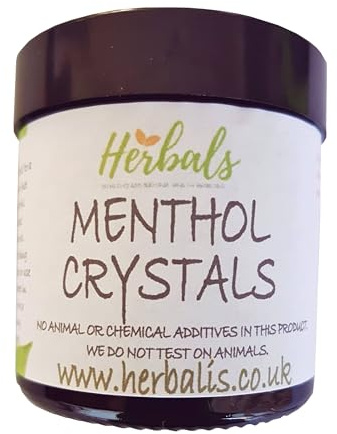 Pure Menthol Crystals, 30g,for Aromatherapy, Vaporizers, DIY Balm, Bath, Inhaler, Soap Making, Candles, Humidifier, Pharmaceutical Grade, Skin Care, Pain Relief, Cold and Flu