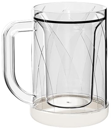 Chopes à bière pour congélateur, verres de congélation - Chopes à bière transparentes à double paroi - Chopes à bière à double paroi avec poignée pour boissons froides à la maison