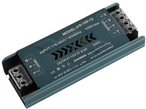 JOYELEC Alimentatore switching LED sottile per ingegneria domestica 8.3A 12V 100W ingresso driver trasformatore AC110V AC220V a uscita DC12V adatto per barre luminose LED a bassa tensione