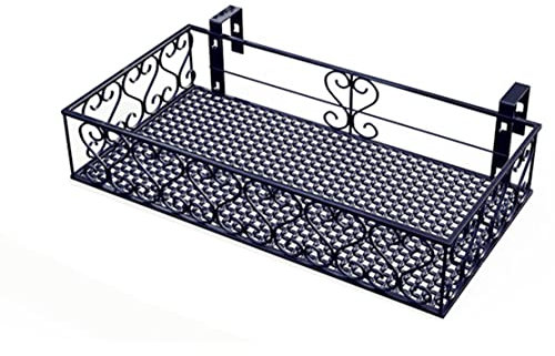 Iron Art Pot de fleurs suspendu avec crochets pour balcon étanche pour patio, porche ou clôture, design carré (taille : 50 x 25 x 12 cm)