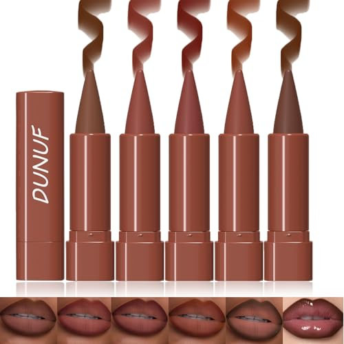 Sitovely 5PCS Matte Lip Liner Set, Gradient Lip Liner and Lipstick, Natural Lip Crayon Smooth Lip Liner Pencil, Non Stick Lip Stain Lip Makeup