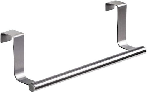 STOUCLA Türhandtuchhalter Küche, Geschirrtuchhalter, Türhaken Hakenleiste, Tür Handtuchhalter, für Badezimmer und Schlafzimmer, 23 cm,Silber