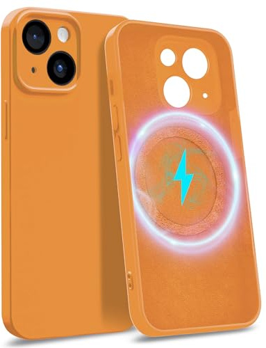 MyGadget Hülle für Apple iPhone 14 Plus [ kompatibel mit MagSafe | 4-Layer-Struktur Schutzhülle ] - Handyhülle mit Kameraschutz - Cover mit Innenfutter - Orange