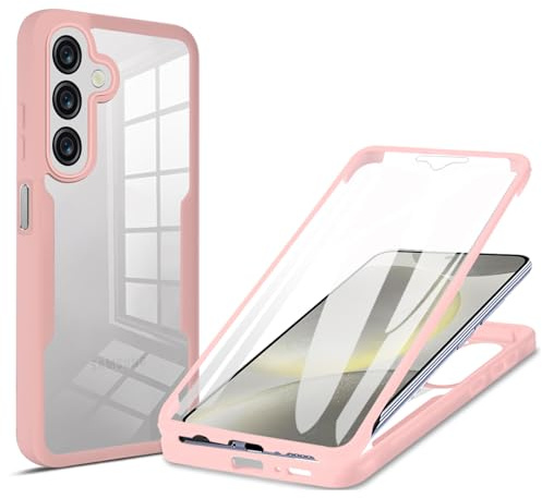 360 Grad Hülle Kompatibel mit Samsung Galaxy A16 | Handyhülle mit eingebautem Displayschutz für Galaxy A16 | Rosa