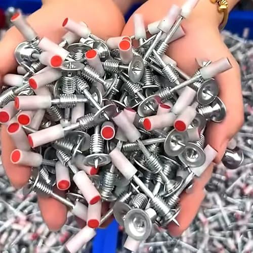 100 Pieces of M8 nut Nail kit, fire Nail Round Nail with Threaded Circular Integrated Nail, Wall Fixing Tool Fixing Groove Fixture