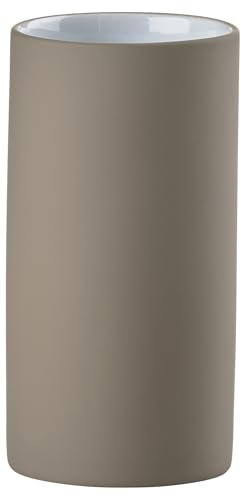 Zone Denmark Solo Zahnputzbecher, Becher für Zahnbürsten, Porzellan, Taupe, 12,2cm