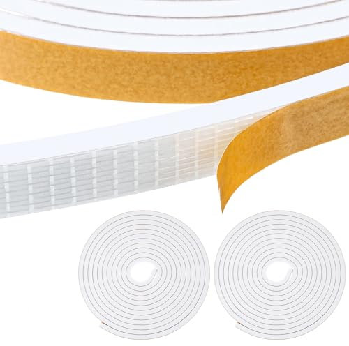 Dichtungsband Selbstklebend, 2 Rollen 12mm(B) x 6mm(D)/4m(L) Türdichtung Selbstklebend Fensterdichtung Fensterdichtungen Kunststofffenster Fenster Abdichten für Türen Fenster Schalldämmung, Weiß
