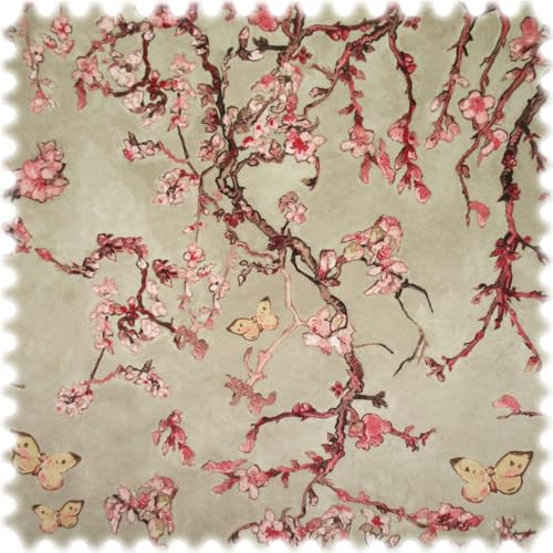 Heiro Samt Velours Möbelstoff mit Fleckschutz (Japan Graubeige/Violett)