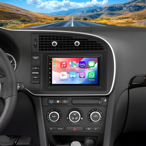 ikasus Android 14 4+64G Car Stereo for Saab 9-3 93 2007-2011 Car Radio with Wireless Carplay Android Auto 7'' Touch Screen GPS WiFi Bluetooth FM RDS SWC Split Screen Mirror Link
