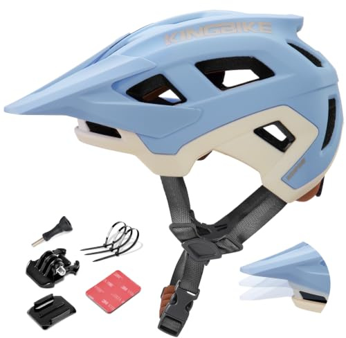 KINGBIKE Professioneller Mountainbike Helm E-MTB NTA-8776 E-Bike Sicherheitshelm mit 3-stufig verstellbarem Visier & Kamera-Halterung MTB-Fahrradhelm für Erwachsene