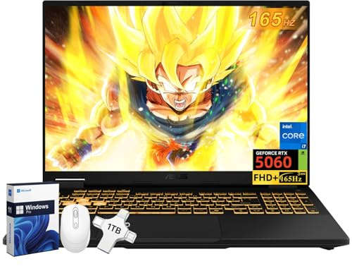 ASUS TUF Gaming F16 Laptop, NVIDIA RTX 5060 (Beat RTX 4070), Intel 14th Core i7-14650HX, 16 1920x1200 FHD+ 165Hz Anti-Glare LCD, WiFi 6E, 32 GB DDR5, 2 TB SSD + 1 TB UFD, Windows 11 Pro, Accessories
