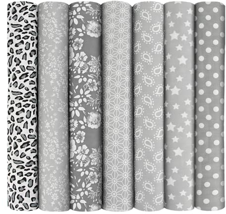 Aucuu 7er Set Baumwollstoff Paket, 50 x 50cm Stoffe zum Nähen, Patchwork Stoffe, Patchwork zum Quilten, Stücke Paket zum Quilten, DIY Basteln Handwerken, Puppenkleidung