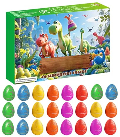 Sucritude Adventskalender - 24-Tägiger Adventskalender,Füllung Für Weihnachtsstrümpfe Dinosaurier-Ei Für Tägliche Aktivität Familie Schule Zuhause Festlicher Schmuck