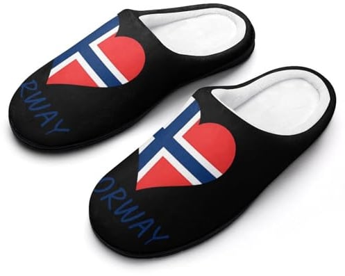 Norway Norwegian Heart Flag Men's Cotton Slipper House Warm Shoes Adult Slip On Soft Memory Foam for Indoor Outdoor