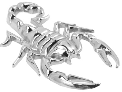 2 Pcs Car Scorpion Stickers Zinc Alloy 3D Body Decals | Silver Scorpion Pattern, Firm Adhesive, Easily Removable for Car Body Side Decoration