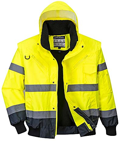 Portwest Blouson Haute-Visibilité bicolore, Couleur: Jaune/Marine, Taille: L, C465YNRL