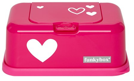 funkybox - pinke Box für Feuchttücher mit weißen Herzen