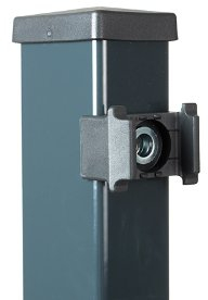 Vierkant Gitterzaun + Metallzaun-Eck-Pfosten - 6 x 4 x 170 cm - für 123 cm Doppelstabmatten Simpaxx aus feuerverzinkten und anthrazit pulverbeschichteten Stahl