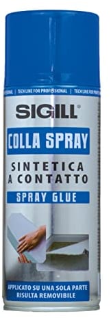 SIGILL, Colla Spray, Adesivo di Contatto Spray Universale e Particolarmente Indicato per l'Incollaggio di Materiali Plastici, Cartacei, Facile da Applicare, per Superfici Rigide e Flessibili, 400 ml