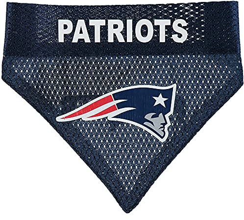 Pets First NFL DOG BANDANA - NEW ENGLAND PATRIOTS REVERSIBLE PET BANDANA. 2 Sided Sports Bandana with a PREMIUM Embroidery TEAM LOGO, Small/Medium. - 2 Sizes & 32 NFL Teams available