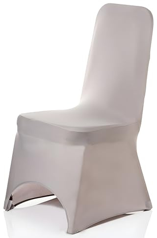 WedDecor Silver Banquet Protective Chair Cover Stretchable Cover for Weddings Decoration, Conferences, Events, Birthday & Christmas Parties, Hotel, Restaurant, 100pcs