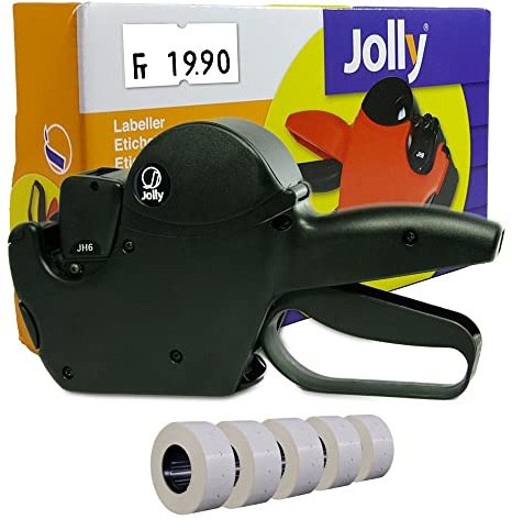 Preisauszeichner Set Jolly H6 inkl. 5 Rollen 21x12RE Preisetiketten - weiss permanent | Auszeichner Jolly | HUTNER