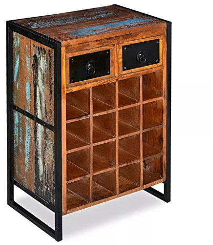 Festnight Casier à Bouteilles Style Industriel 16 Bouteilles en Bois Massif de Récupération