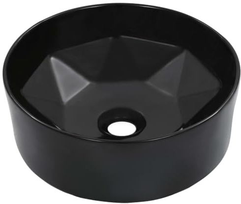 vidaXL Lavabo Lave-Mains Vasque à Poser Monter Salle de Bain Intérieur Salle d'Eau Cabine de Toilette Maison 36x14 cm Céramique Noir