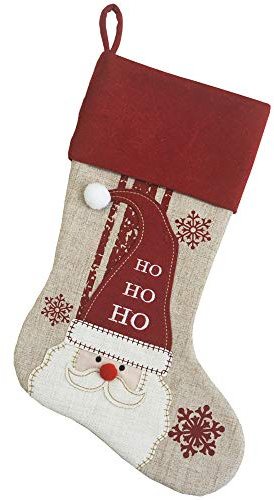 Comfy Hour Joyful Holiday Collection 18x11 Santa Claus Snowflakes Stocking Christmas Decoration, Polyester