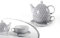 GICOS IMPORT EXPORT SRL Set thè Tazza con teiera e piattino in Porcellana Decoro cubi 15,5+13,5 CM ELA-780813