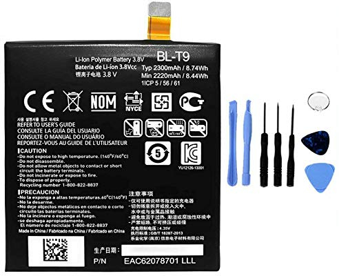 Akku kompatibel mit LG BL-T9 für Google Nexus 5 D820 D821 BLT9 Hohe Kapazität 2300 mAh inklusive Demontage-Set
