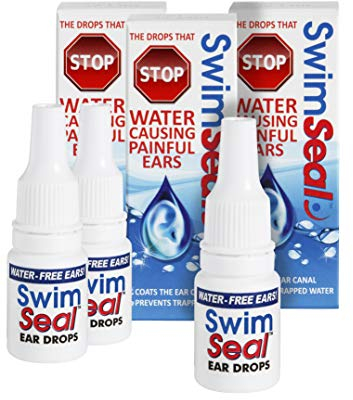 SwimSeal Pro - Juego de 3 gotas para los oídos para protección contra el agua atrapada, sustituye a los tapones para los oídos, ideal para natación, buceo, surf, triatlones y lavado de cabello