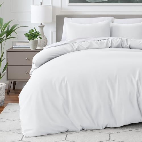 Bare Home Duvet Cover Set Double Size - Premium 1800 Ultra-Soft Duvet Cover Set - Lightweight - Cooling Duvet Cover - Bed Duvet Cover with 2 Pillowcases (Double, White)