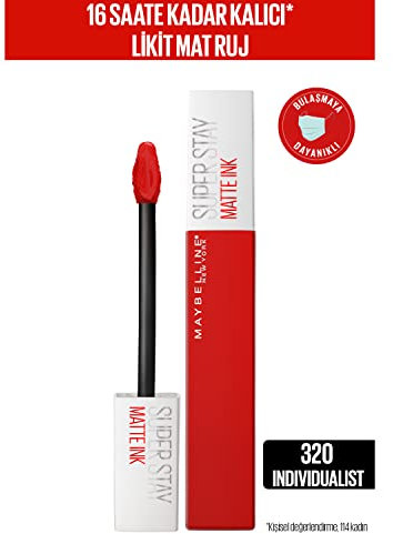 Maybelline New York, Superstay Matte Ink, Pintalabios Líquido Mate de larga duración, Color altamente pigmentado,Tono 320 Individualist, 30 g
