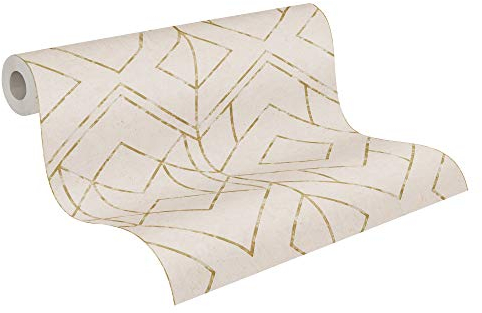 Livingwalls Vliestapete Metropolitan Stories geometrische Tapete AVA New York 10,05 m x 0,53 m beige metallic 378693 37869-3