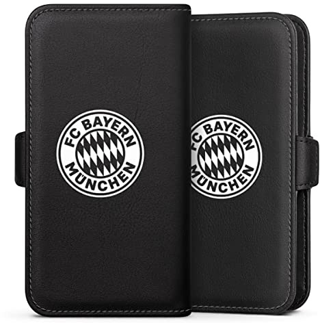 Flip Case kompatibel mit Apple iPhone 11 Handyhülle aus Kunst Leder schwarz Klapphülle FC Bayern München Wappen FCB