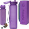 Hydracy Water Bottle with Time Marker - Large 1 Litre BPA Free Water Bottle - Leak Proof & No Sweat Gym Bottle with Fruit Infuser Strainer -Ideal for Fitness or Sports & Outdoors -Berry Blue