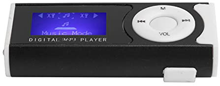 MP3 Player, LCD Screen Display Music Player, Mini Digital BackClip Player with Earphone and USB Cable LED Flashlight, Support up to 16GB(black)