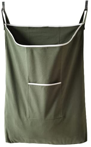 GORISEN Wäschesammler, Wäschekorb, Türhängung Wäschesack mit Haken (schwarz, 65 Liter) (Armeegrün, 65 Liter)