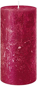 Dekomarket Rustik Stumpenkerze, Höhe 8 cm Ø 7 cm, Safe Candle, Brenndauer ca. 34 Stunden (rubin)