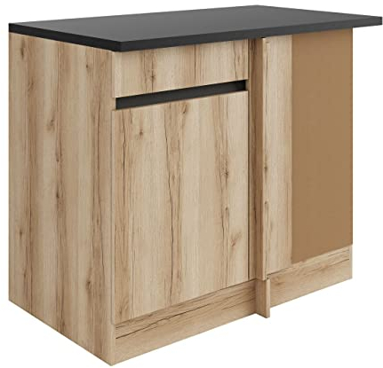 idealShopping GmbH Küchen Eckunterschrank mit Arbeitsplatte Kaya UEL106-0+ in Wildeiche Nachbildung 100 cm breit