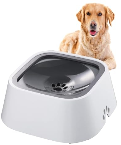 Bol d'eau pour Animaux de Compagnie, Gamelle Flottante pour Animal Domestique 1l, Anti-débordement Bol d'eau de flottabilité pour Chien Chats, Bouche Non mouillée Antidérapante sans BPA (Gris)