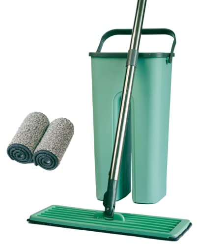 Mopa para Limpiar Suelo Con Cubo Auto Escurridor 2 Almohadillas Microfibra Multi Funcion Escurre Empapa Atrapa Polvo Mop Absorbente Cualquier Superficie Fregona Suelos