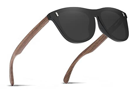 Ninesun Polarisierte Holzsonnenbrille für Männer und Frauen UV-Schutz Trendy Outdoor für Autofahrerbrille K578 (Black)
