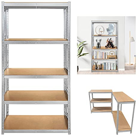 YouseaHome 5 Tier Metal Shelving Units,Shelves & Racking Systems,150 X 70 X 30 cm Pantry Shelves, Easy to Assemble,Adjustable Shed Shelving Units,Camping Storage Unit with Silver,875kg Capacity