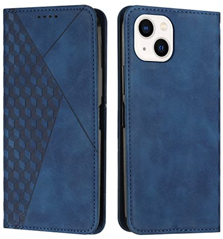 KOUYI Cover per iPhone 14 (6,1 Pollici), Custodia Portafoglio,Cover Libro,Pelle Flip/Folio Case con [Funzione di Supporto] [3-Scheda Slot] [Magnetica] Antiurto (Blu)