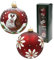 Dekohelden24 Lauschaer Christbaumschmuck - 3er Set Weihnachtskugel rot Burgunder matt, aufwendig mit Eulenmotiv und Weihnachtsland handdekoriert und mundgeblasen, 8 cm