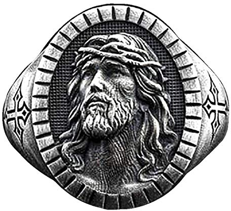 PikaLF Jesus-Kopfring für Männer, katholischer christlicher Kreuzring, Vintage Jesus-Siegelring, Retro-religiöser Amulettring, Taufe christlich-katholischer Schmuck Geschenk für Männer Jungen (19.8)